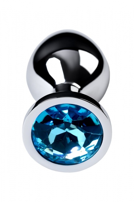 Серебристая конусовидная анальная пробка с голубым кристаллом - 8 см. - ToyFa - купить с доставкой в Набережных Челнах