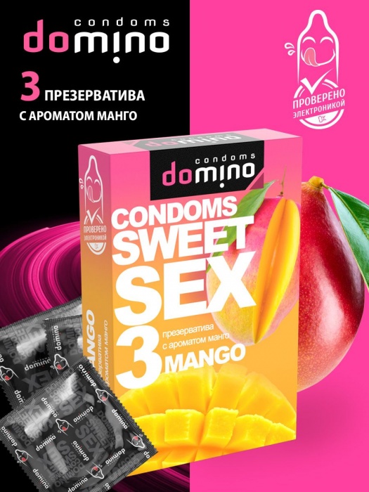 Презервативы для орального секса DOMINO Sweet Sex с ароматом манго - 3 шт. - Domino - купить с доставкой в Набережных Челнах