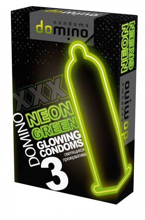 Презервативы DOMINO Neon Green со светящимся в темноте кончиком - 3 шт. - Domino - купить с доставкой в Набережных Челнах