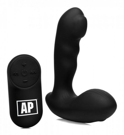Черный стимулятор простаты Alpha-Pro 7X P-Milker Silicone Prostate Stimulator with Milking Bead - XR Brands - в Набережных Челнах купить с доставкой