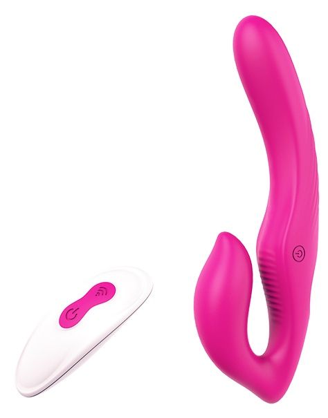 Ярко-розовый безремневой страпон REMOTE DOUBLE DIPPER - 22 см. - Dream Toys - купить с доставкой в Набережных Челнах