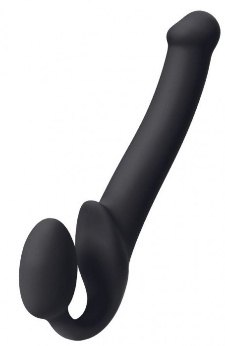 Черный безремневой страпон Silicone Bendable Strap-On M - Strap-on-me - купить с доставкой в Набережных Челнах