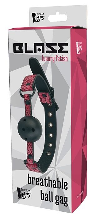 Черно-розовый кляп-шарик с отверстиями BALL GAG - Dream Toys - купить с доставкой в Набережных Челнах