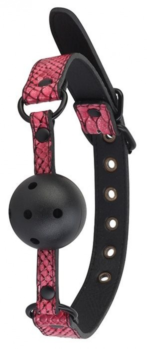 Черно-розовый кляп-шарик с отверстиями BALL GAG - Dream Toys - купить с доставкой в Набережных Челнах