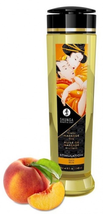Массажное масло для тела с ароматом персика Stimulation - 240 мл. - Shunga - купить с доставкой в Набережных Челнах