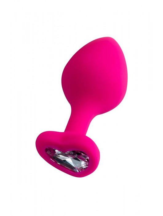 Розовая анальная втулка Diamond Heart с прозрачным кристаллом - 8 см. - ToyFa - купить с доставкой в Набережных Челнах