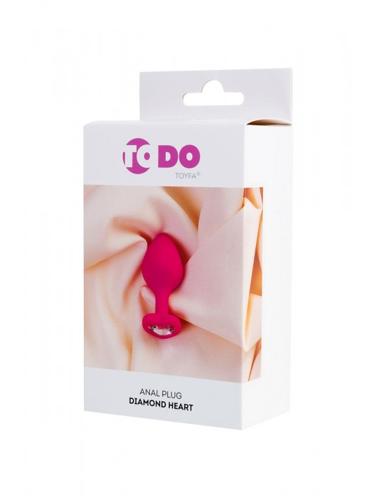 Розовая анальная втулка Diamond Heart с прозрачным кристаллом - 8 см. - ToyFa - купить с доставкой в Набережных Челнах