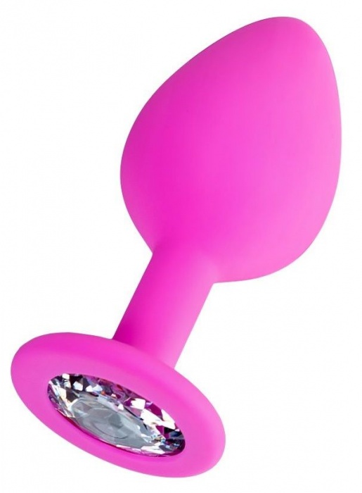 Розовая анальная втулка Brilliant с прозрачным кристаллом - 8 см. - ToyFa - купить с доставкой в Набережных Челнах