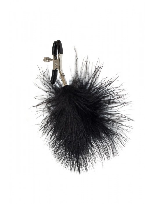 Зажимы на соски с черным пухом Euphoric - Lola Games - купить с доставкой в Набережных Челнах