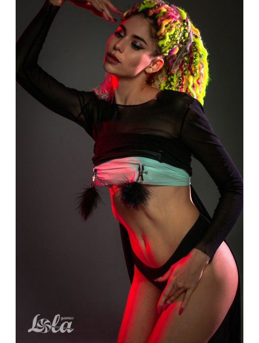 Зажимы на соски с черным пухом Euphoric - Lola Games - купить с доставкой в Набережных Челнах