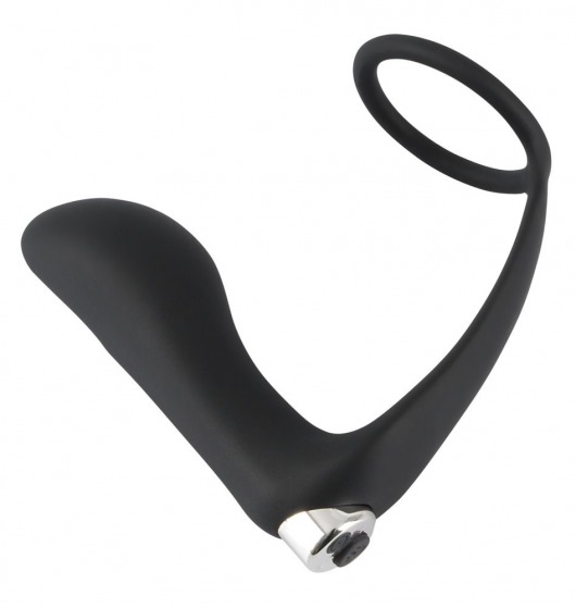 Черное эрекционное кольцо с анальной вибропробкой Vibrating Ring   Plug - Orion - в Набережных Челнах купить с доставкой
