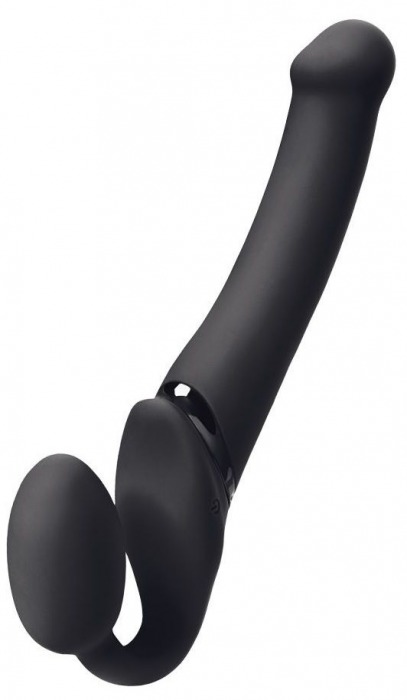 Черный безремневой вибрострапон Silicone Bendable Strap-On M - Strap-on-me - купить с доставкой в Набережных Челнах
