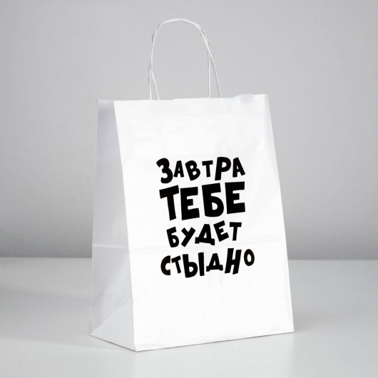 Подарочный пакет  Завтра тебе будет стыдно  - 30 х 24 см. - UPAK LAND - купить с доставкой в Набережных Челнах