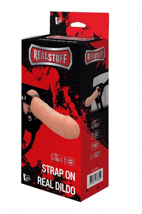 Черные трусики с телесной насадкой STRAP ON REAL DILDO - 21 см. - Dream Toys - купить с доставкой в Набережных Челнах
