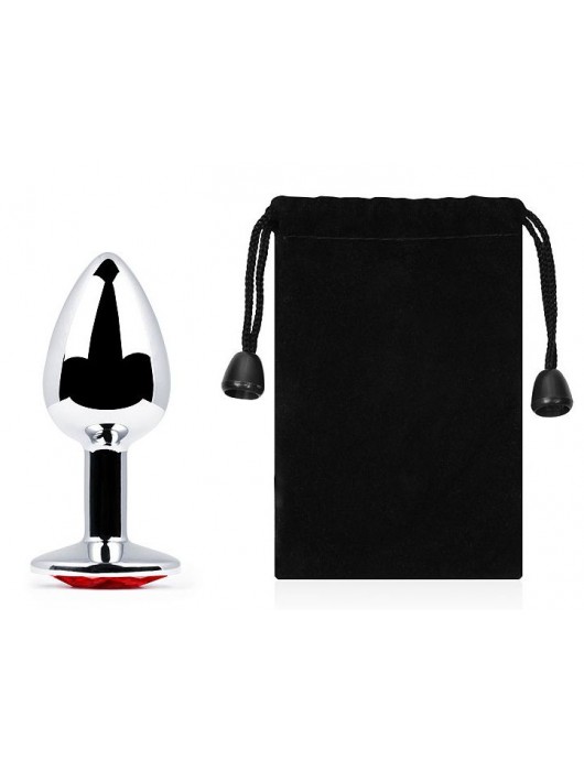 Серебристая анальная пробка с красным стразом - 7,2 см. - Anal Jewelry Plug - купить с доставкой в Набережных Челнах