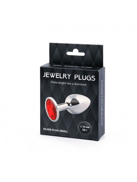 Серебристая анальная пробка с красным стразом - 7,2 см. - Anal Jewelry Plug - купить с доставкой в Набережных Челнах