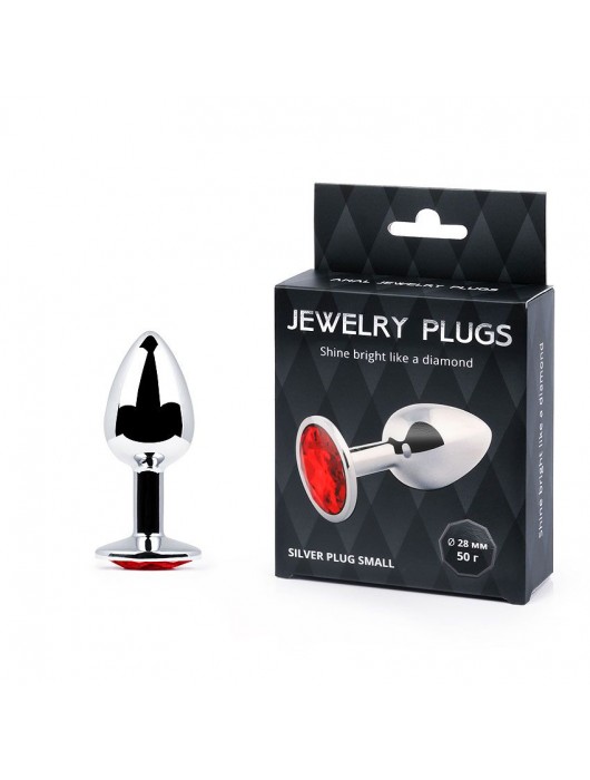 Серебристая анальная пробка с красным стразом - 7,2 см. - Anal Jewelry Plug - купить с доставкой в Набережных Челнах