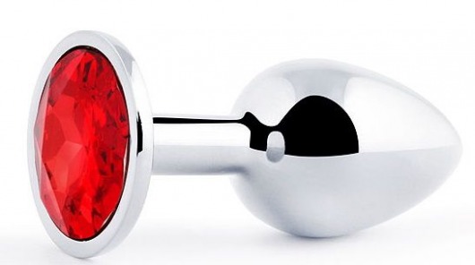 Серебристая анальная пробка с красным стразом - 7,2 см. - Anal Jewelry Plug - купить с доставкой в Набережных Челнах