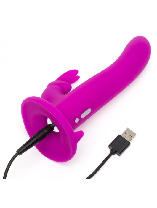 Лиловый страпон Rechargeable Vibrating Strap-On Harness Set - 17,6 см. - Happy Rabbit - купить с доставкой в Набережных Челнах