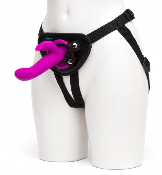 Лиловый страпон Rechargeable Vibrating Strap-On Harness Set - 17,6 см. - Happy Rabbit - купить с доставкой в Набережных Челнах