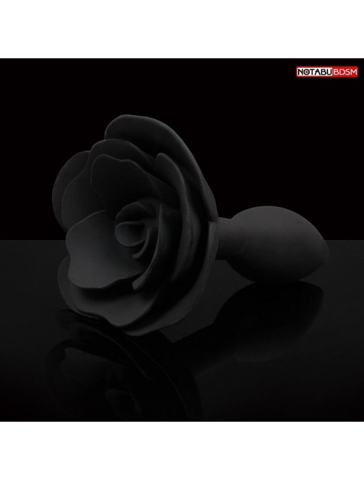Черная гладкая анальная втулка-роза - Notabu - купить с доставкой в Набережных Челнах