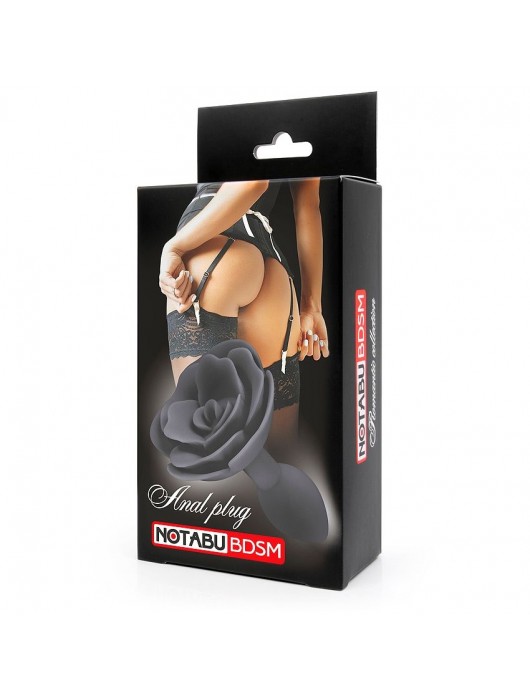 Черная гладкая анальная втулка-роза - Notabu - купить с доставкой в Набережных Челнах