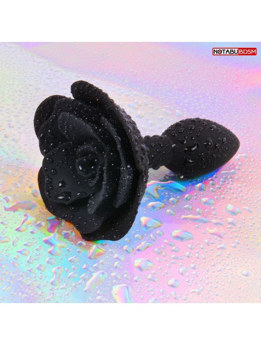 Черная гладкая анальная втулка-роза - Notabu - купить с доставкой в Набережных Челнах