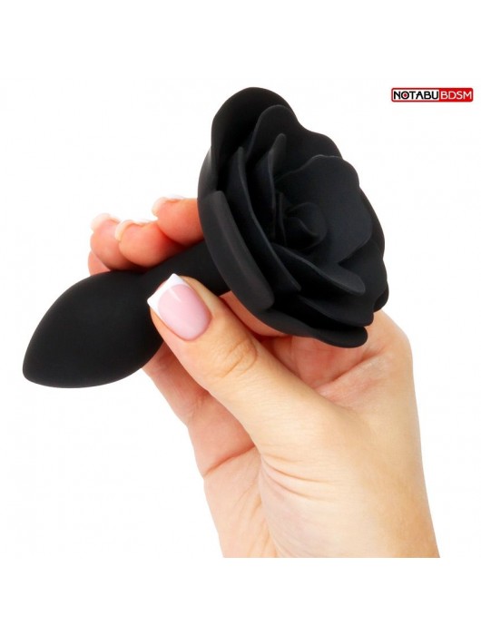 Черная гладкая анальная втулка-роза - Notabu - купить с доставкой в Набережных Челнах