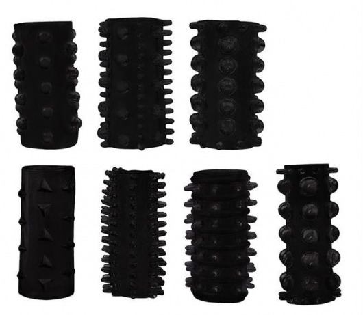 Набор из 7 черных насадок PENIS SLEEVES SET - Dream Toys - в Набережных Челнах купить с доставкой