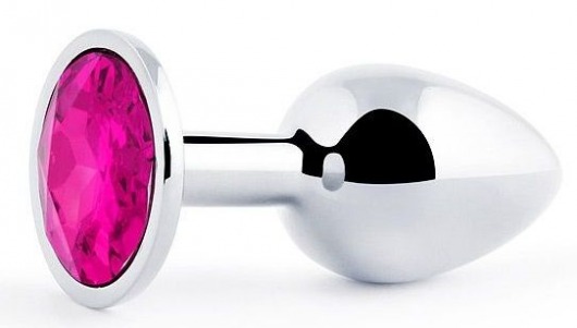 Серебристая анальная пробка с малиновым кристаллом - 7,2 см. - Anal Jewelry Plug - купить с доставкой в Набережных Челнах