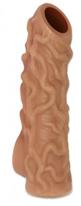 Телесная насадка с венками и открытой головкой Nude Sleeve M - 12 см. - KOKOS - в Набережных Челнах купить с доставкой