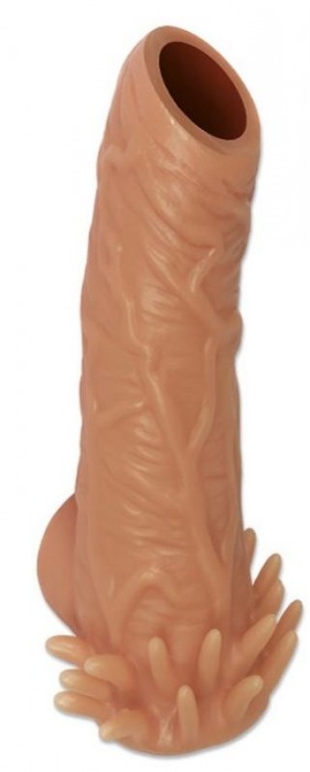Телесная насадка с усиками и открытой головкой Nude Sleeve M - 12 см. - KOKOS - в Набережных Челнах купить с доставкой