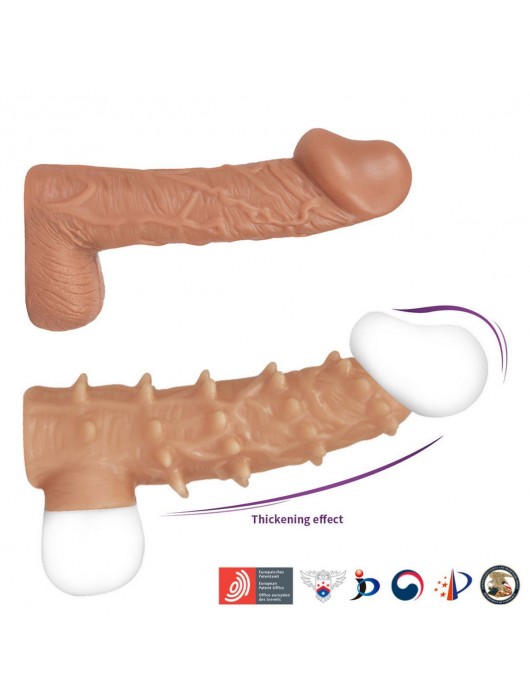 Телесная насадка с шипами и открытой головкой Nude Sleeve L - 14 см. - KOKOS - в Набережных Челнах купить с доставкой