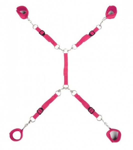 Ярко-розовый набор фиксаций на кровати Classic Bed Spreader - Lux Fetish - купить с доставкой в Набережных Челнах