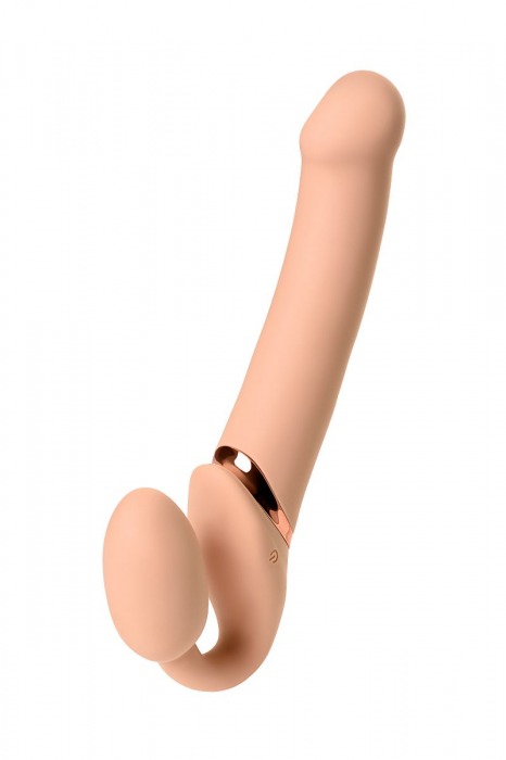 Телесный безремневой вибрострапон Vibrating Bendable Strap-On L - Strap-on-me - купить с доставкой в Набережных Челнах