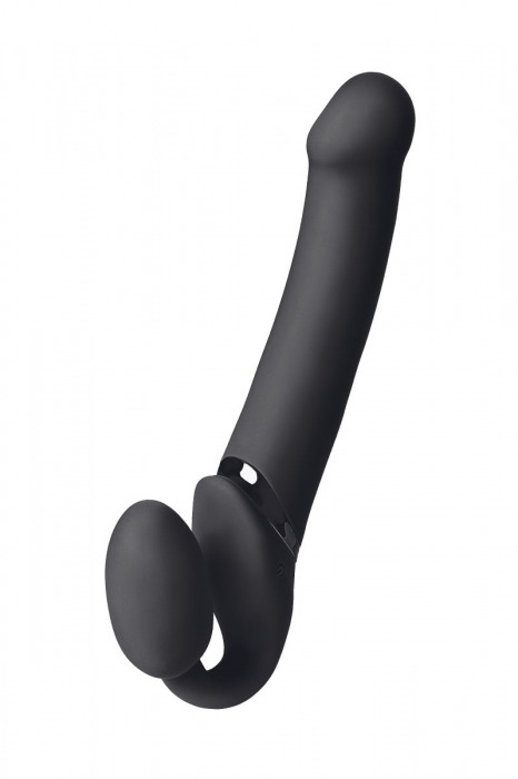 Черный безремневой вибрострапон Vibrating Bendable Strap-On L - Strap-on-me - купить с доставкой в Набережных Челнах