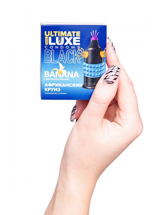 Черный стимулирующий презерватив  Африканский круиз  с ароматом банана - 1 шт. - Luxe - купить с доставкой в Набережных Челнах
