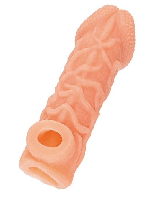 Телесная закрытая насадка с венками Cock Sleeve Size S - 13,8 см. - KOKOS - в Набережных Челнах купить с доставкой