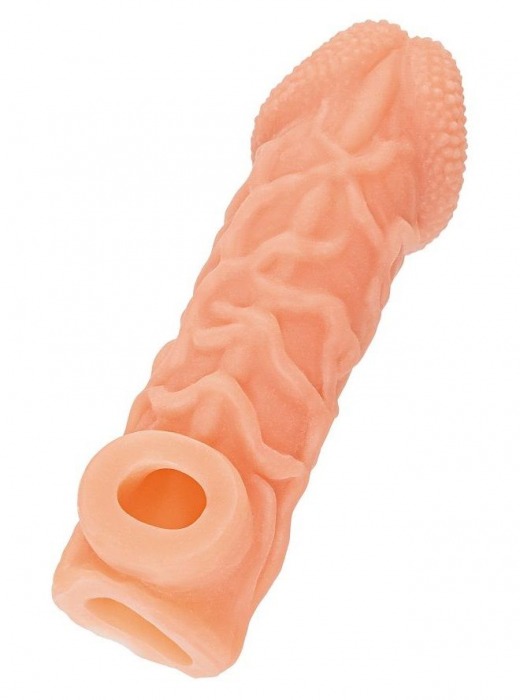 Телесная закрытая насадка с венками Cock Sleeve Size L - 17,6 см. - KOKOS - в Набережных Челнах купить с доставкой