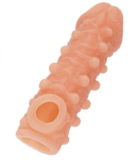 Телесная закрытая насадка с шариками Cock Sleeve Size M - 15,6 см. - KOKOS - в Набережных Челнах купить с доставкой