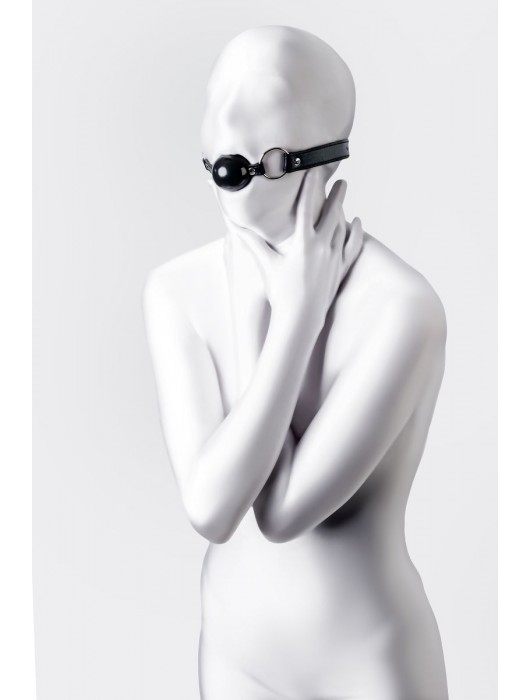 Черный кляп-шар на кожаных ремешках Anonymo - ToyFa - купить с доставкой в Набережных Челнах