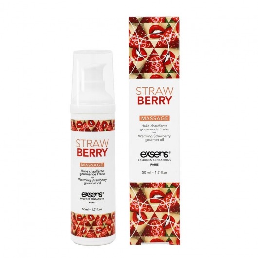 Разогревающее массажное масло  с ароматом клубники Gourmet Strawberry - 50 мл. - Exsens - купить с доставкой в Набережных Челнах