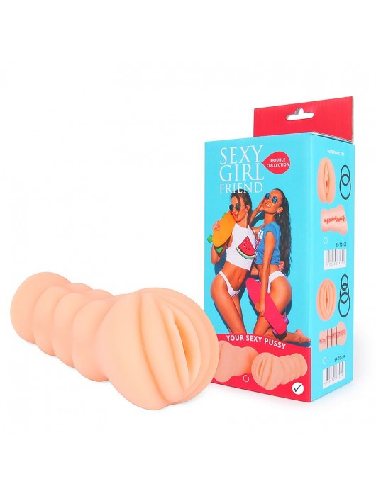 Телесный мастурбатор-вагина с комплектом эрекционных колец - Bior toys - в Набережных Челнах купить с доставкой