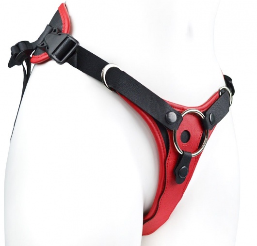 Красно-черный женский пояс с 2 способами крепления насадок - LOVETOY (А-Полимер) - купить с доставкой в Набережных Челнах