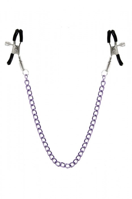 Зажимы для сосков с фиолетовой цепочкой Sweet Caress Nipple Chain - Sweet Caress - купить с доставкой в Набережных Челнах