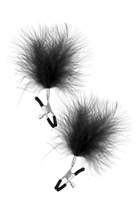 Зажимы на соски с черными пуховыми кисточками Sweet Caress Feather Nipple Clumps - Sweet Caress - купить с доставкой в Набережных Челнах