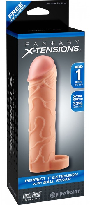 Телесная насадка с кольцом Perfect 1 Extension with Ball Strap - 17 см. - Pipedream - в Набережных Челнах купить с доставкой