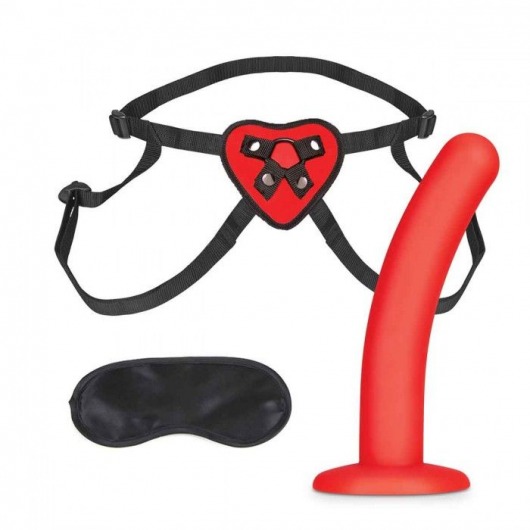 Красный поясной фаллоимитатор Red Heart Strap on Harness   5in Dildo Set - 12,25 см. - Lux Fetish - купить с доставкой в Набережных Челнах