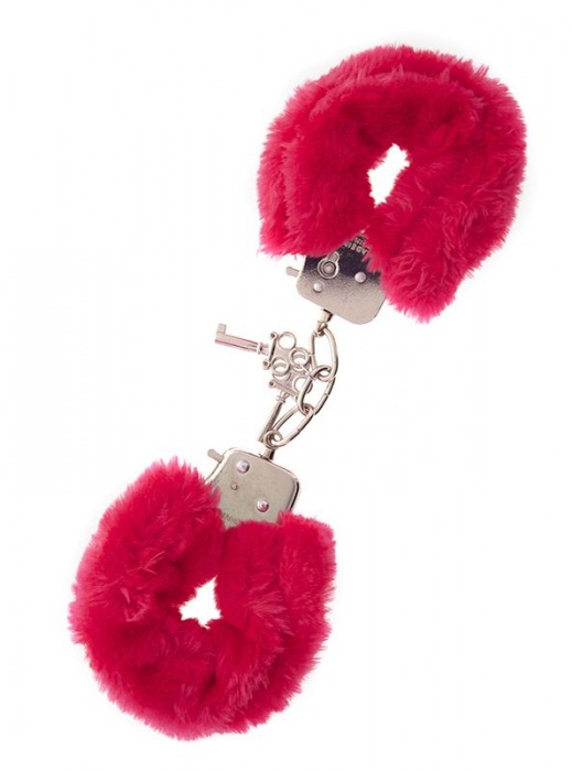 Металлические наручники с красной меховой опушкой METAL HANDCUFF WITH PLUSH RED - Dream Toys - купить с доставкой в Набережных Челнах