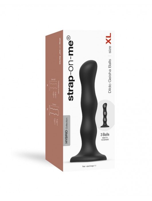 Черная насадка Strap-On-Me Dildo Geisha Balls size XL - Strap-on-me - купить с доставкой в Набережных Челнах